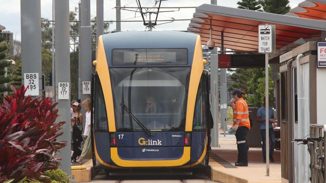 End of the line, but not for long. The site of the light rail work camp for next stage, just south of the Pacific Fair station. Picture Glenn Hampson