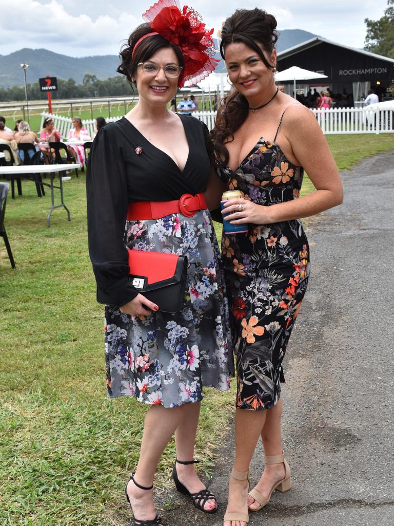 Kim Moss and Aliesha Johnston at The Archer race meeting at Callaghan Park, Rockhampton, on May 7, 2022.