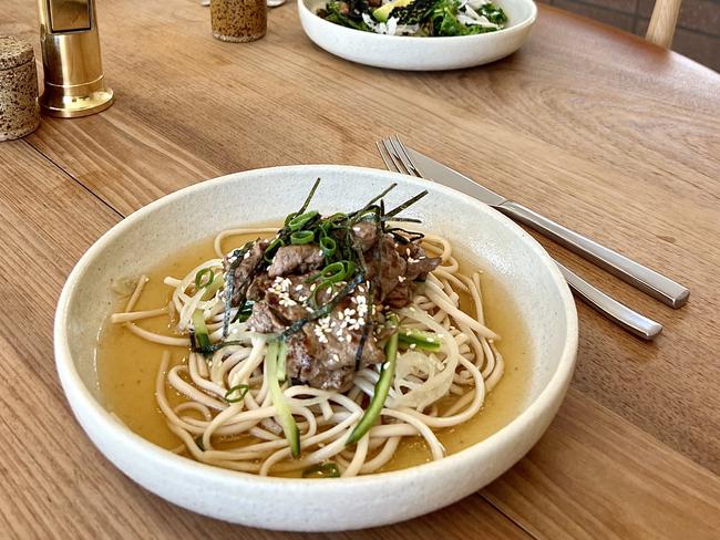 Leoht's Cool noodles with grass-fed beef is served in a broth, with seaweed and sesame. Picture Supplied