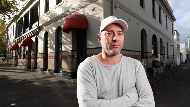 Paul Dimattina outside Lamaro’s Hotel in South Melbourne. Picture: Alex Coppel