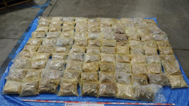 The 448kg of MDMA seized after being found inside an excavator. Picture: AFP