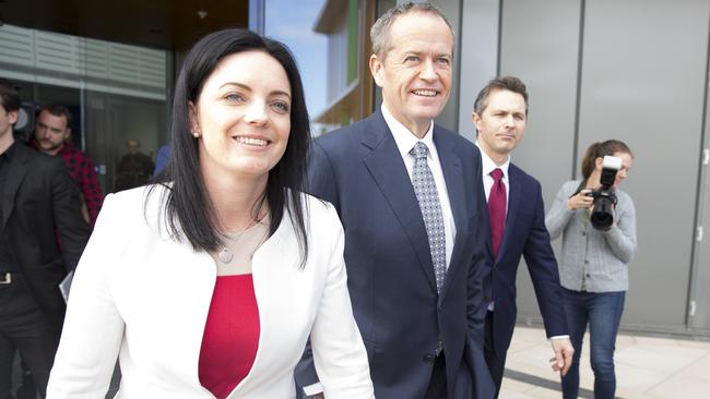 Emma Husar with Labor leader Bill Shorten at Western Sydney University in 2016.