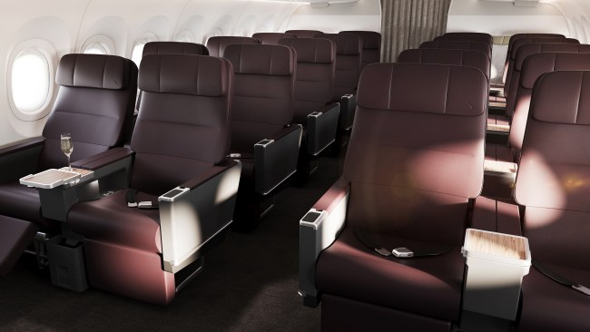 Qantas has opted for 20 business class seats across five rows in a 2-2 configuration. Picture: Supplied