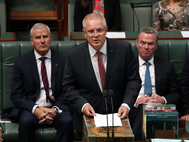 Monday 18th February 2019The Prime Minister Scott Morrison during a Security Statement in the House of Representatives in Parliament House in Canberra. Picture Gary Ramage