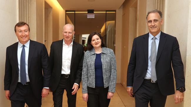 Business Council of Australia chief executive Bran Black, Cochlear CEO Dig Howitt, BP Australia president Lucy Nation and Wesfarmers CEO Rob Scott. Picture: John Feder