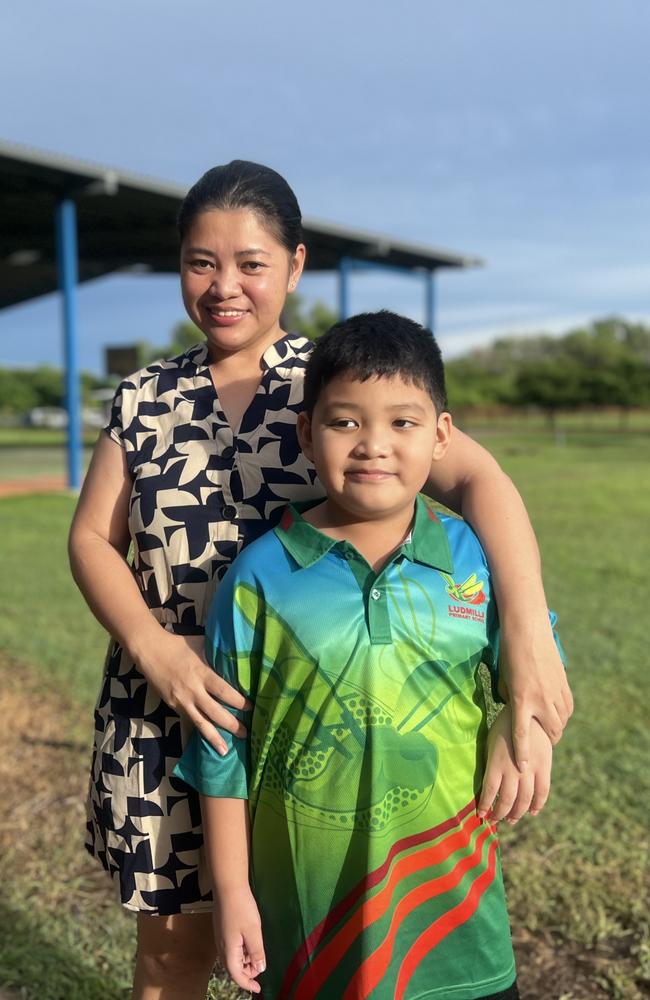 Darwin, NT, 29/1/25: Marian and Zach, Year 2. Students at Ludmilla Primary School celebrated their return for the new school year with a parents and kids breakfast. Picture: Fia Walsh.