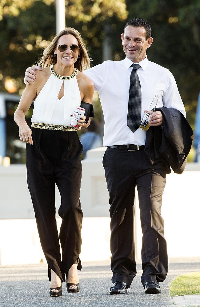 Ray Hadley's estranged wife Suzanne Hadley and NSW Origin team assistant coach Matt Parish arriving at a wedding today at Balmoral Beach. Picture: Justin Lloyd