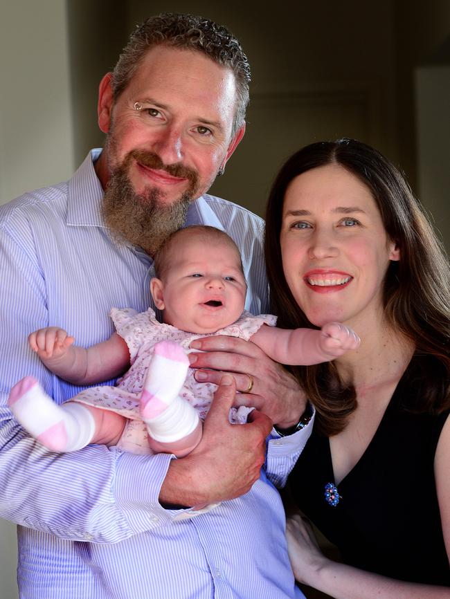 St Agnes couple Wendy and Anthony O'Brien with 10-week-old daughter Celia, who has been immunised. Pic: Mark Brake