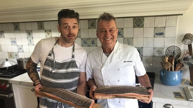 Chef Jock Zonfrillo with good mate Jimmy Barnes. Picture: Supplied/Facebook