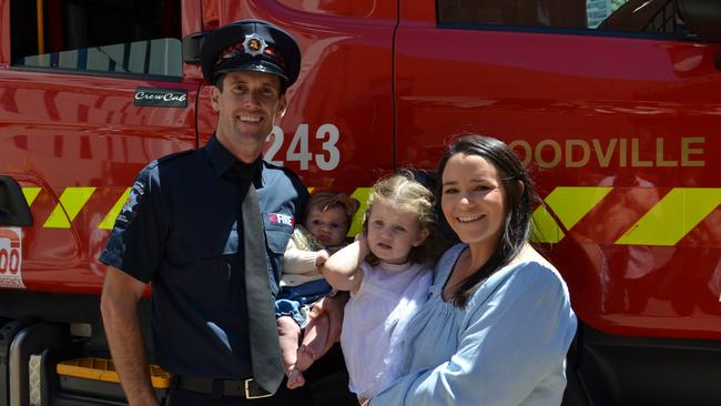 Mount Gambier's Jeremy Aston, wife Naomi and daughters Elsie, 2 and Nellie, 4 months, at his MFS graduation. Picture: MFS