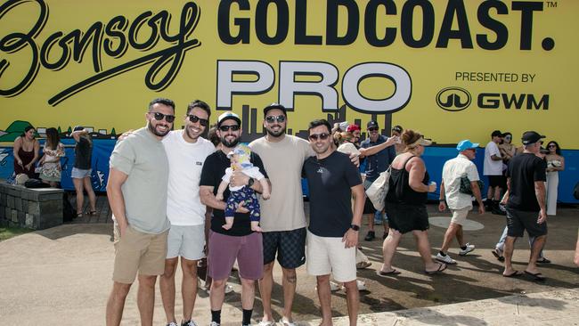 Rafael Rodrigues, Bruno Brancaccio, Rafael Ruas, Evandro Machado and Guilherme Reis at the Gold Coast Pro, Burleigh Heads. Picture: Glenn Campbell