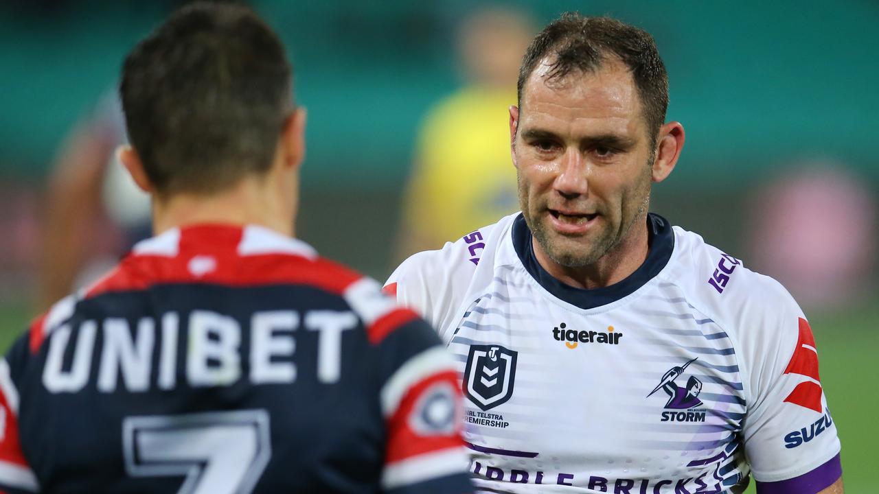 Cooper Cronk (left) and Cameron Smith haven’t been on the best terms. (Photo by Jason McCawley/Getty Images)