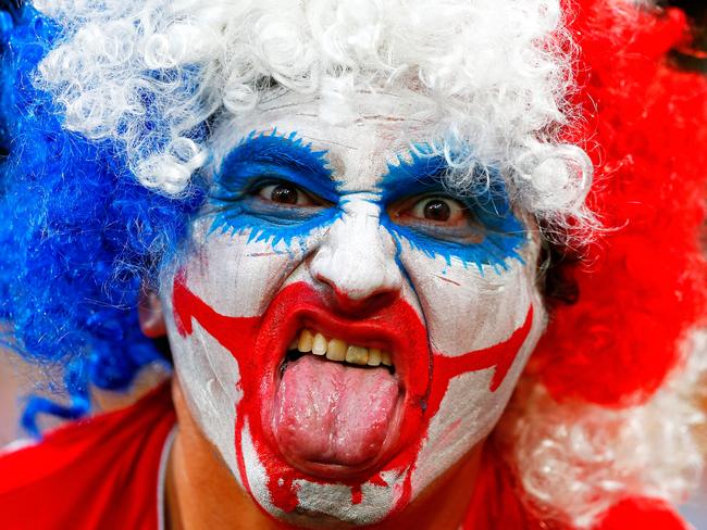 A Chile fan gets into the spirit.