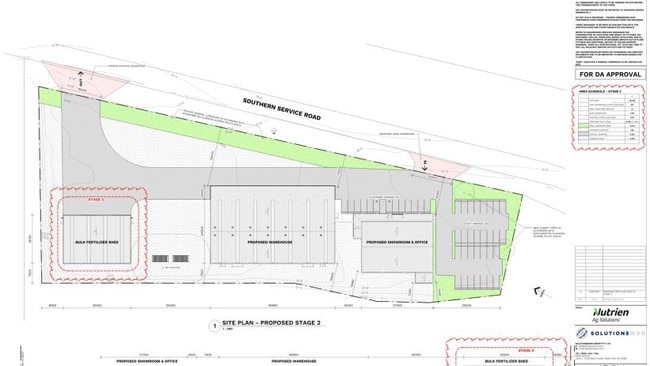 Stage 2 site plan of the new Nutrien Ag Solutions complex at Parkhurst.