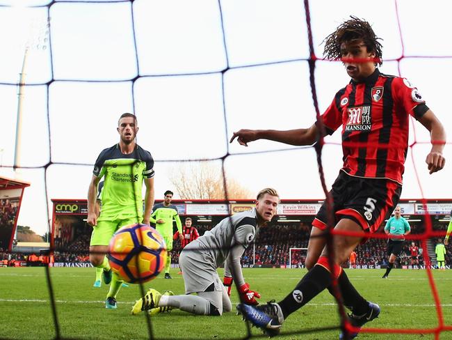 Nathan Ake of AFC Bournemouth (5) scores their fourth goal