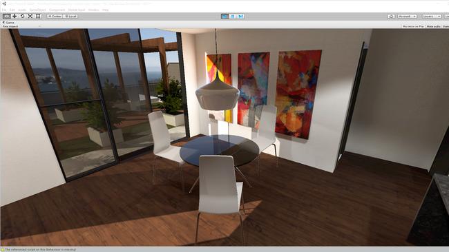 Walk-through lounge room at the virtual apartment at Zero Latency in Melbourne.