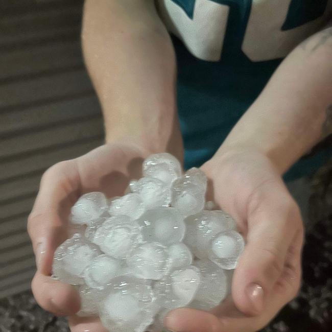 Hail stones which caused damage to crops near Horsham.