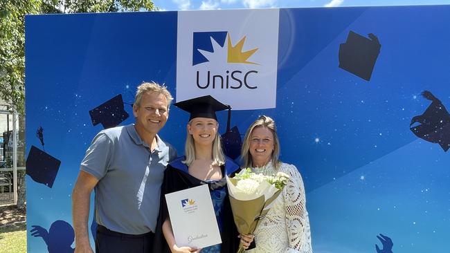 Barry Way, Victoria Way, and Melissa Way at the University of Sunshine Coast graduation ceremony.