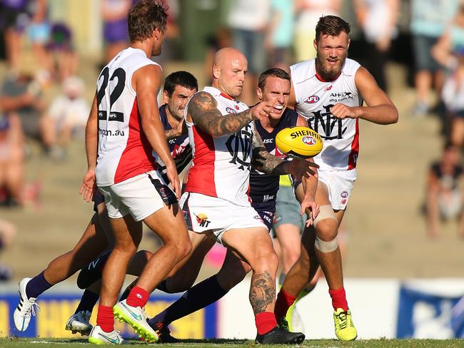 Melbourne skipper Nathan Jones had 23 disposals and four clearances.