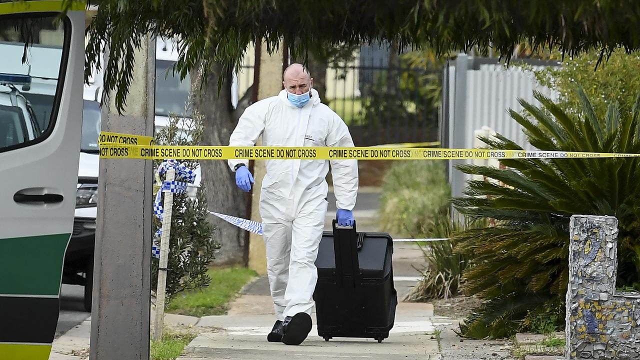 Forensic crime investigators are at the scene of a suspicious death on Medina St, Taperoo where a 60 year old man was found deceased. Picture: Mark Brake