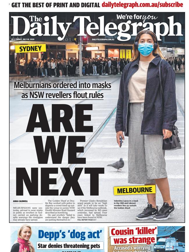 The Daily Telegraph's front page on July 10, 2020.