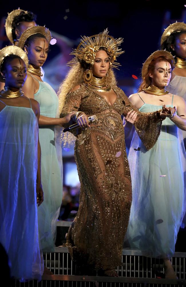 Beyonce performs onstage during The 59th GRAMMY Awards at STAPLES Center on February 12, 2017 in Los Angeles, California. Picture: AP