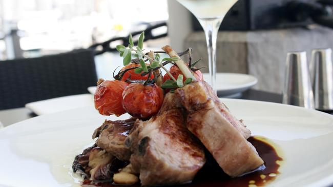 Rack of lamb with buttered cannellini beans and braised treviso lettuce at Glass.