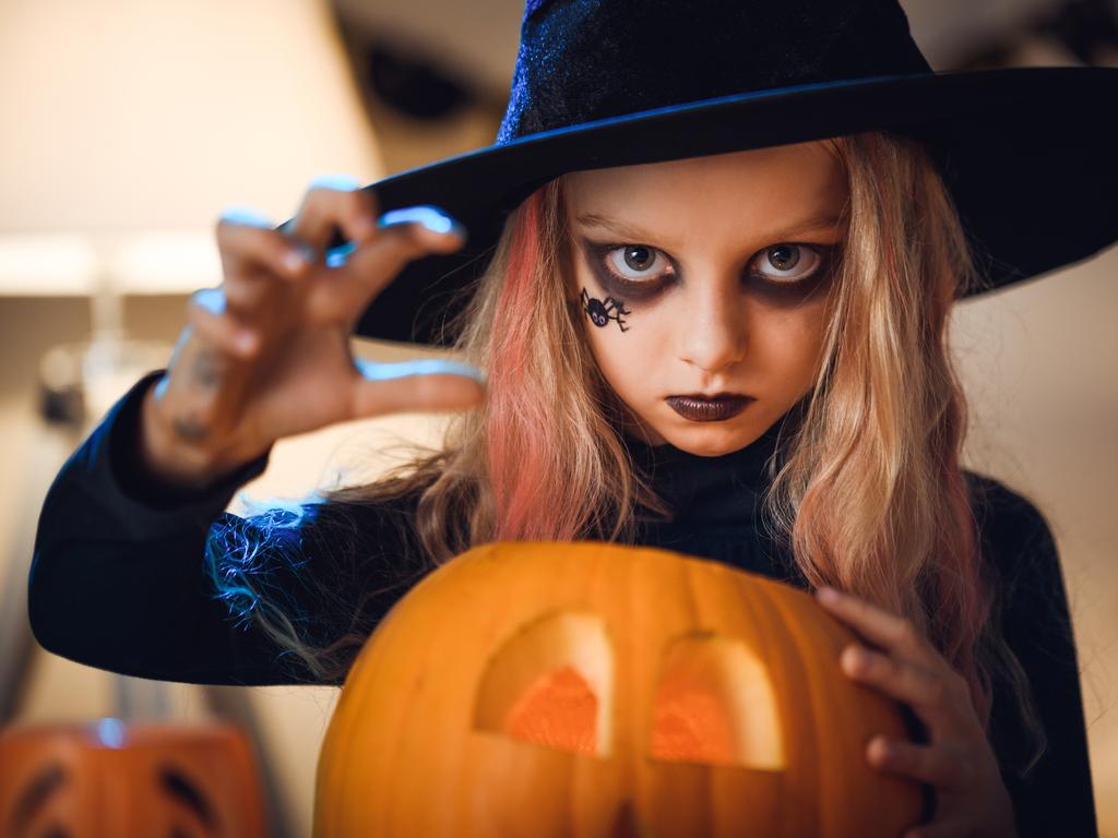 Portrait of Little witch. Halloween.