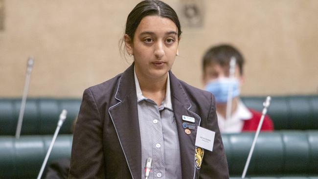 Anesha Rahman, from Wilderness School, learned from her grandfather the Badimia language of the mid west region of Western Australia while studying year 12. Picture Emma Brasier