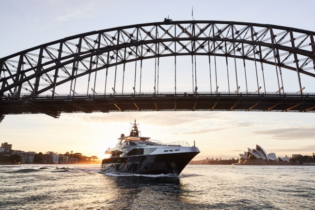 With its expansive sundeck, elegant interiors and motionless ride, Ghost II might be the most indulgent way to sail around Sydney Harbour. Picture: Tourism Australia