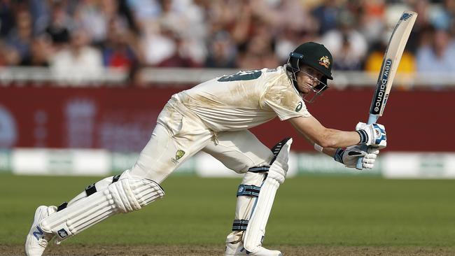 Steve Smith reaches during his innings of 144 at Edgbaston. Picture: Getty Images