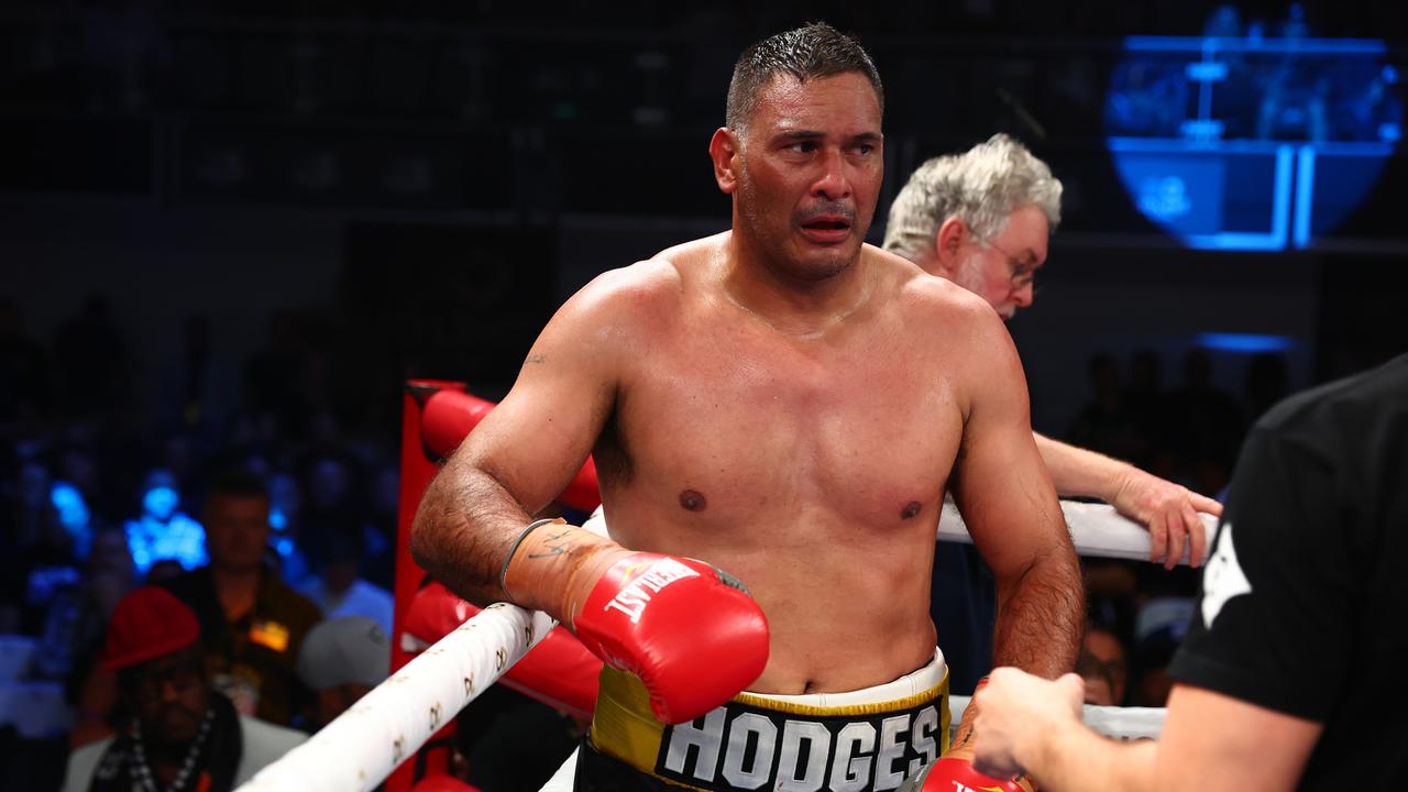 BRISBANE, AUSTRALIA - SEPTEMBER 15: Justin Hodges looks on after his bout against Paul Gallen at Nissan Arena on September 15, 2022 in Brisbane, Australia. (Photo by Chris Hyde/Getty Images)