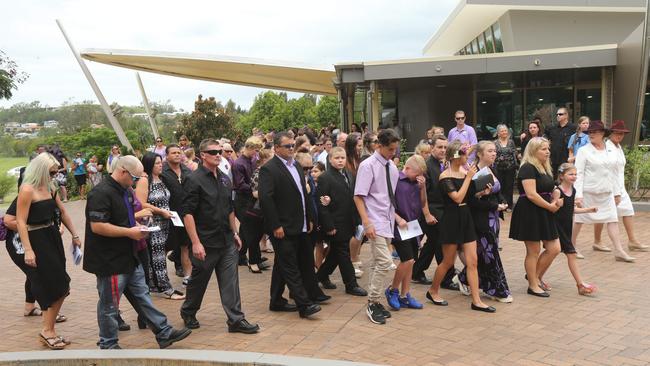 Family and Friends at Teresa Bradford's funeral held at the Allambe Gardens at Nerang in 2017. Picture Mike Batterham