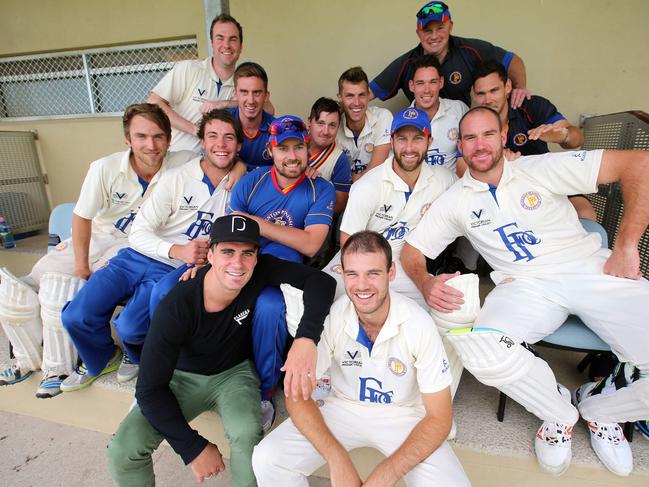 Victorian/Australian representatives Scott Boland, John Hastings and Matthew Wade at their Premier Cricket club, Frankston in 2016. Picture: Alex Coppel.