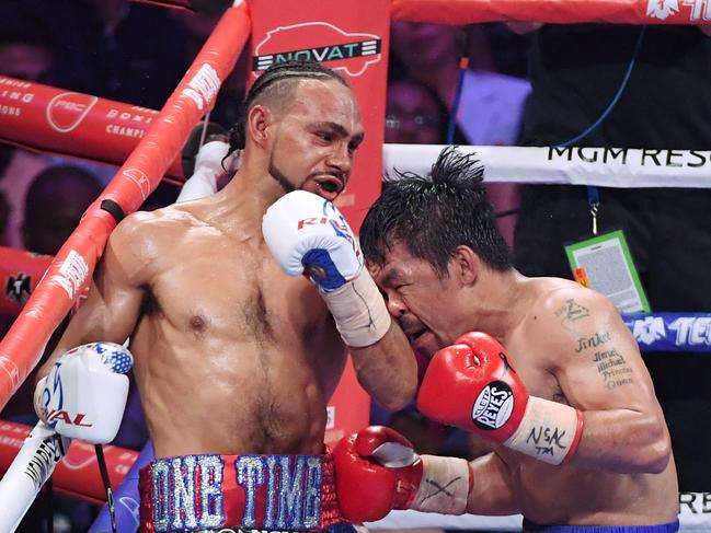 Keith Thurman fought Manny Pacquiao for the WBA welterweight title on July 20, 2019 in Las Vegas, Nevada. (Photo by Ethan Miller/Getty Images)