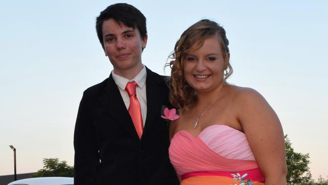 Chris Blayden and Teneile Nelder decide to match their colours up for the Roma State College formal. Photo Tom Gillespie / The Western Star