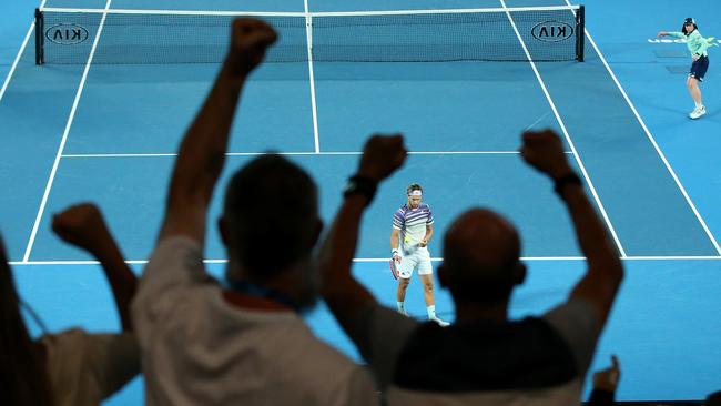 The crowd cheers for Dominic Thiem. Picture: Mike Owen/Getty