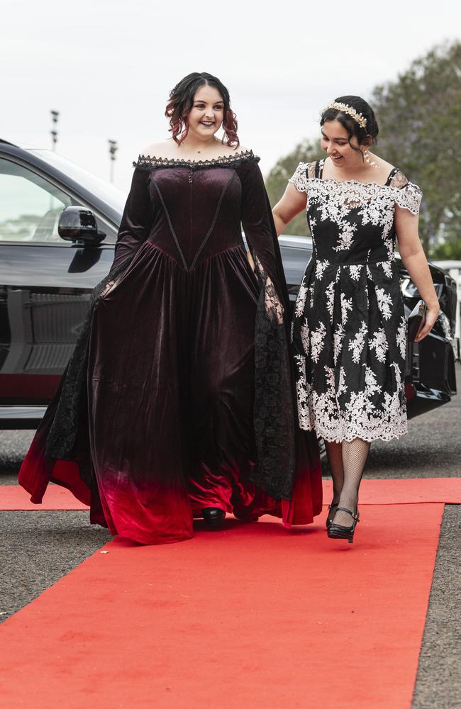 Graduate Paige Scott (left) is partnered by Annette Brito at The Industry School formal at Clifford Park Racecourse, Tuesday, November 12, 2024. Picture: Kevin Farmer