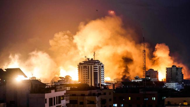 A fireball erupts during Israeli bombardment of Gaza City. Picture: AFP