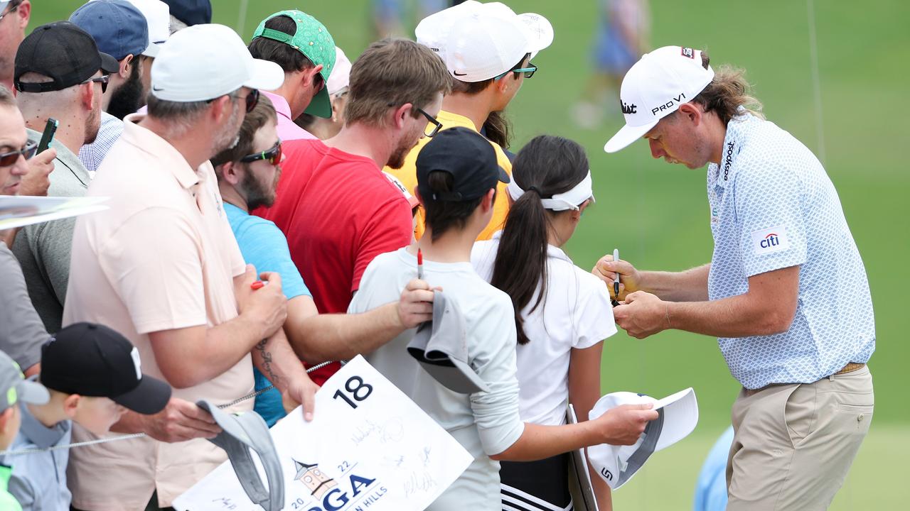 Fans line up for Cameron Smith’s autograph at the PGA. Picture: Christian Petersen/Getty Images/AFP