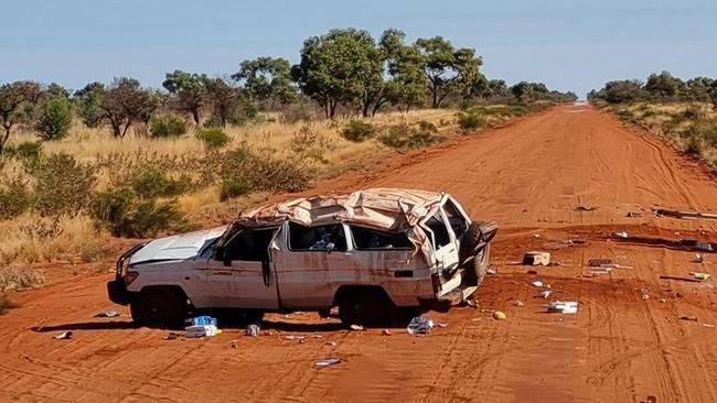 The crash on the Sandover Hwy in 2023. Picture: Supplied