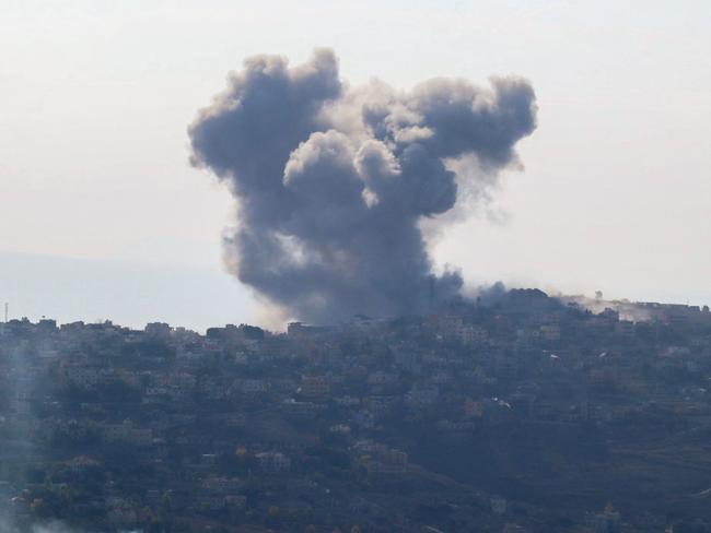 Smoke rises from the site of an Israeli air strike that targeted an area in the southern Lebanese village of Khiam. Picture: AFP