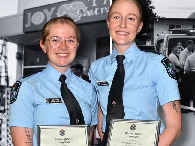 Constable Chloe Turner and Ellie Mason both received a District Officer's Certificate. Picture: Natasha Emeck