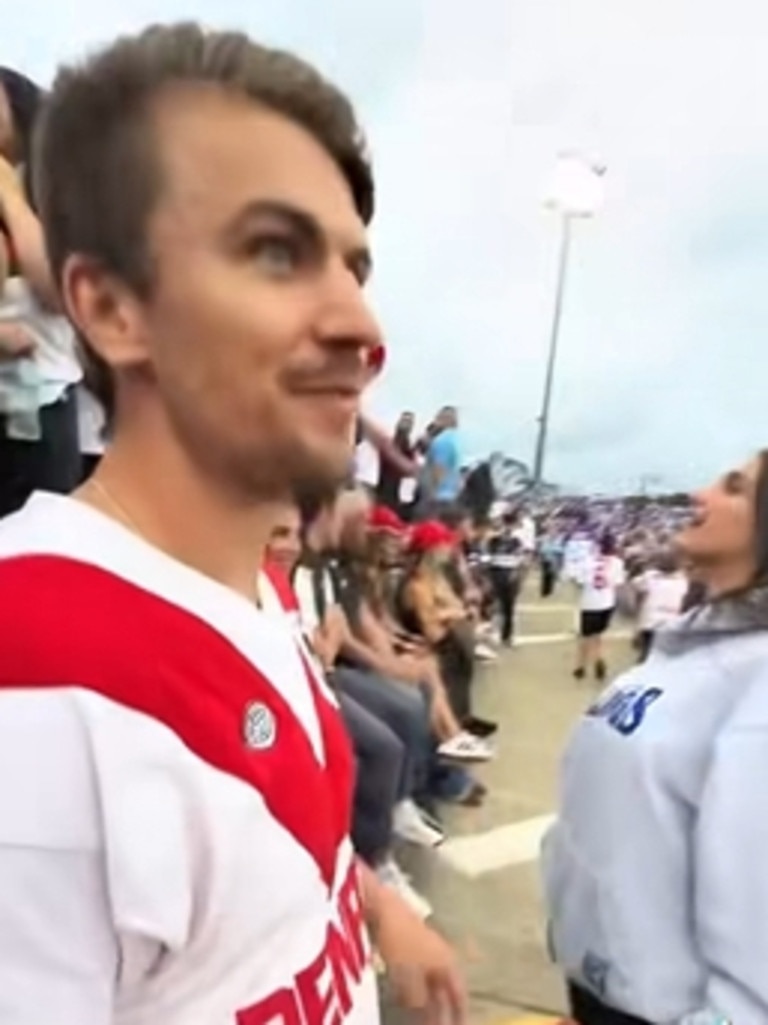 A 26-year-old St George Illawarra Dragons supporter has been charged for allegedly throwing a pie at Bulldogs fans during the game on Saturday. Source: Facebook