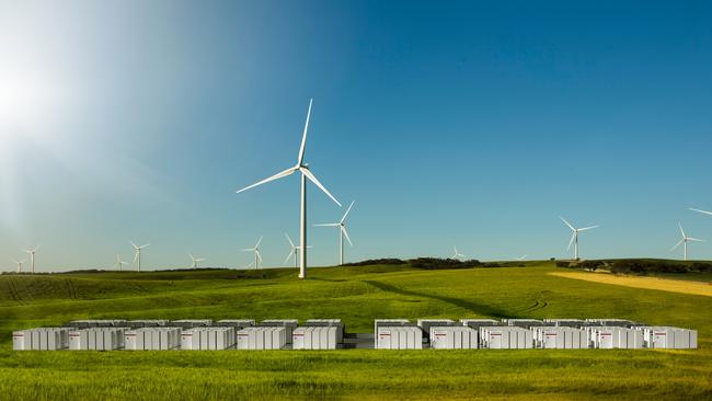 TESLA battery energy storage system is being built at Hornsdale Wind Farm near Jamestown, South Australia. Picture: Supplied.