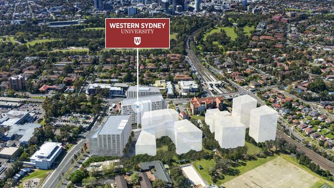 An aerial view of the commercial and retail precinct at Westmead.