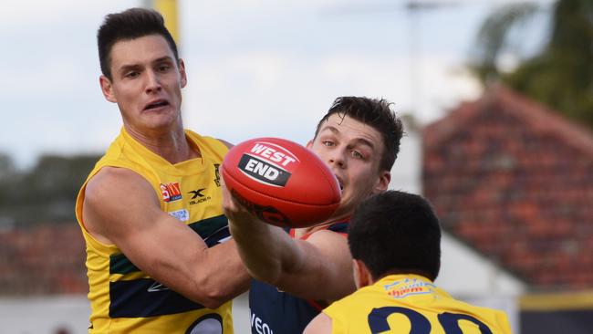 Luke Thompson (left) returns for the Eagles. Picture: Brenton Edwards/AAP