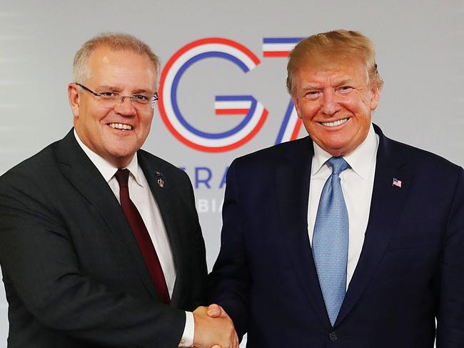 Prime Minister Scott Morrison holds a bilateral meeting with President Donald Trump from the USA at the G7 Summit in Biarritz, France on Sunday, August 25, 2019. Picture: Adam Taylor/PMO