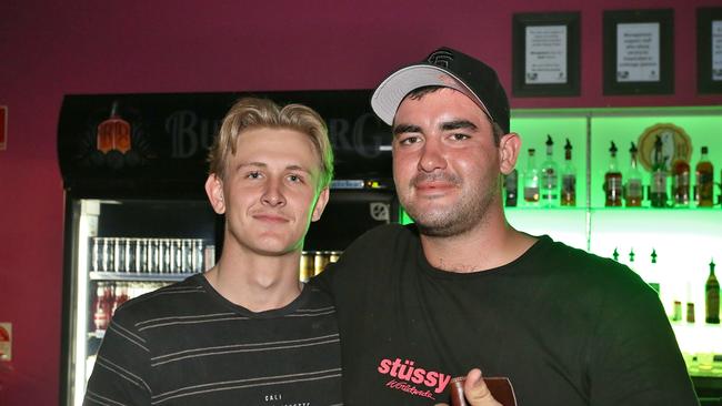 L-R Brayden Weise and Robert Bowen at Zodiac Nightclub. Photo Liam Fahey / Morning Bulletin