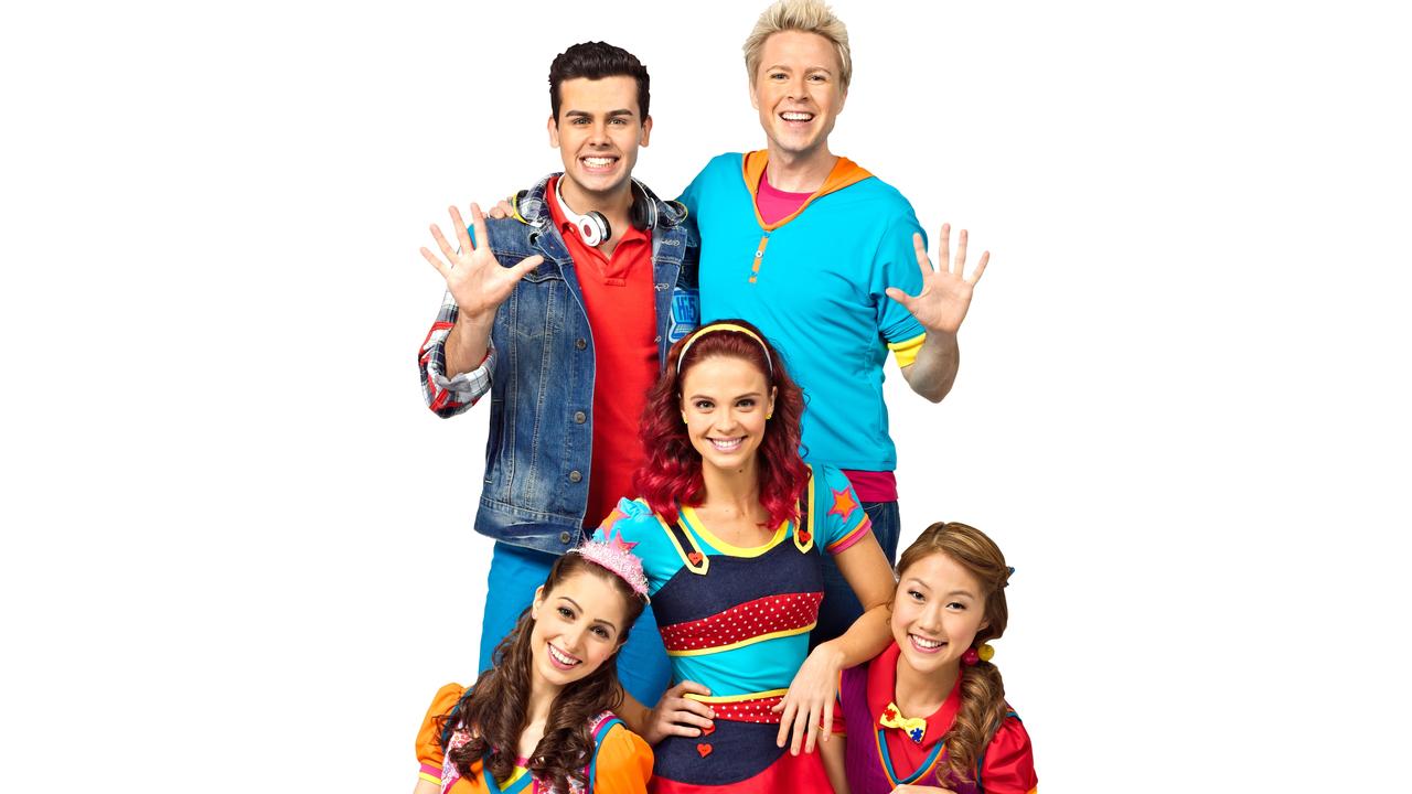 The Hi-5 cast with Lauren Brant-Hall (centre). Picture: Supplied